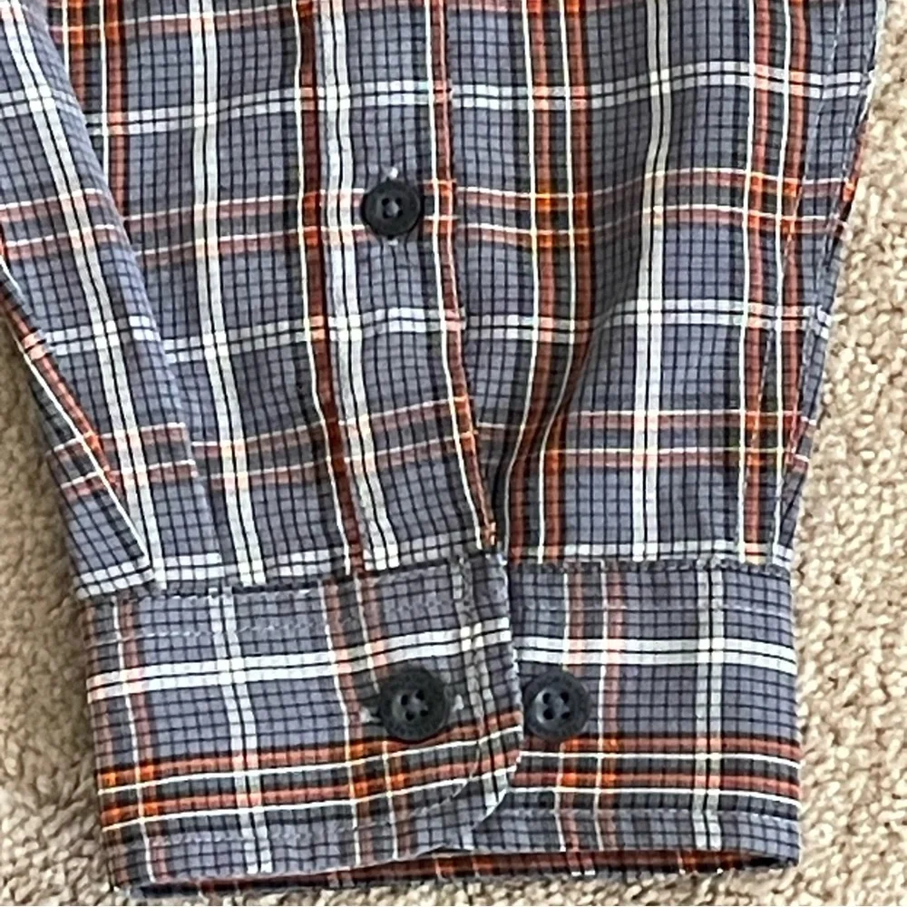 The North Face Men’s Long Sleeve Button Up Shirt Gray Orange Plaid Casual XL
